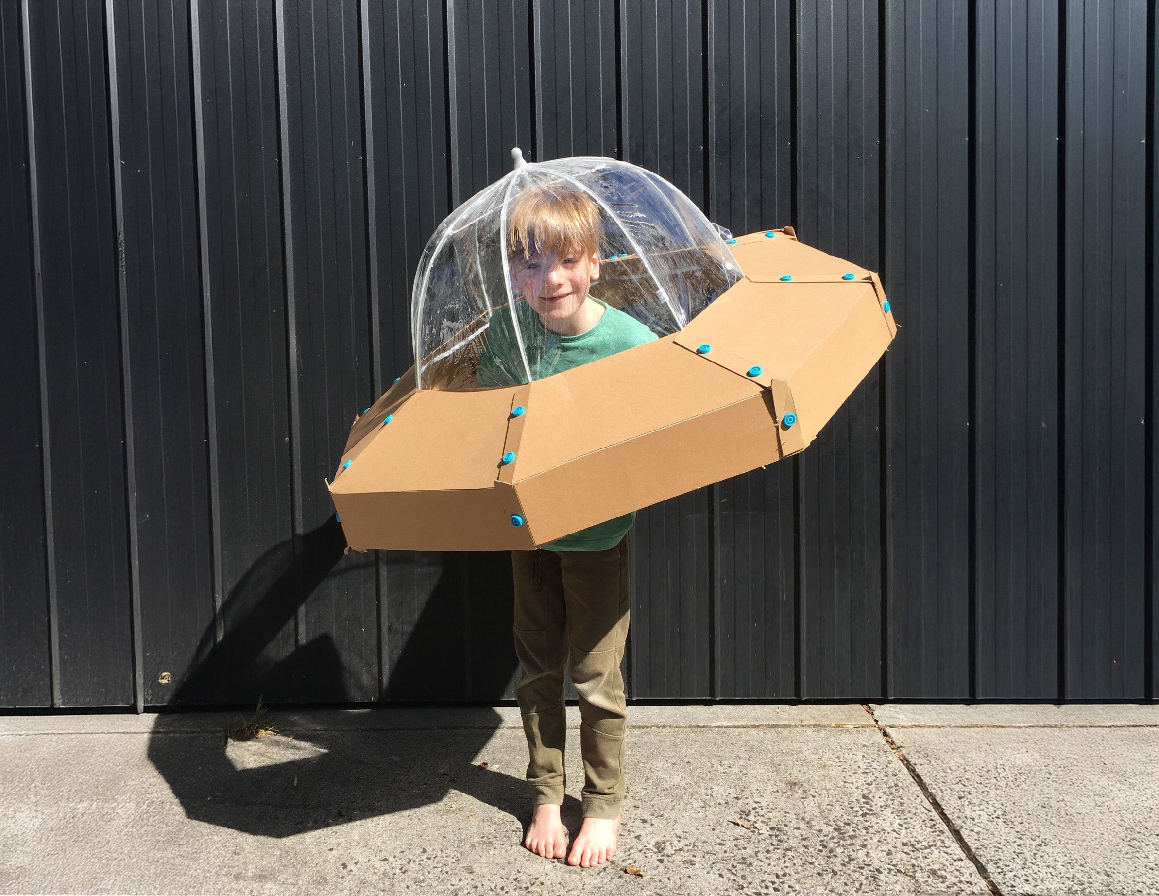 The original Cardboard and Umbrella Spaceship costume