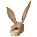 Cardboard bunny head with ears on a white background