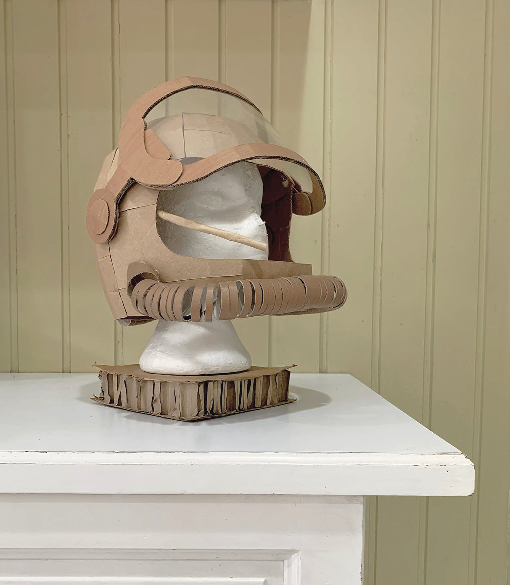 Cardboard astronaut space helmet with moving visor.