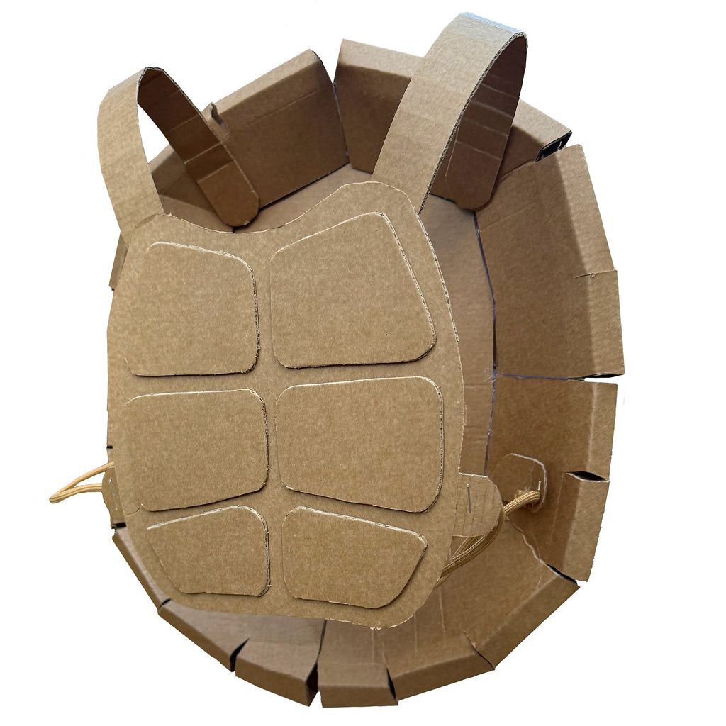 Turtle Shell Costume made from cardboard with white background
