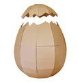 Cardboard egg costume on a white background