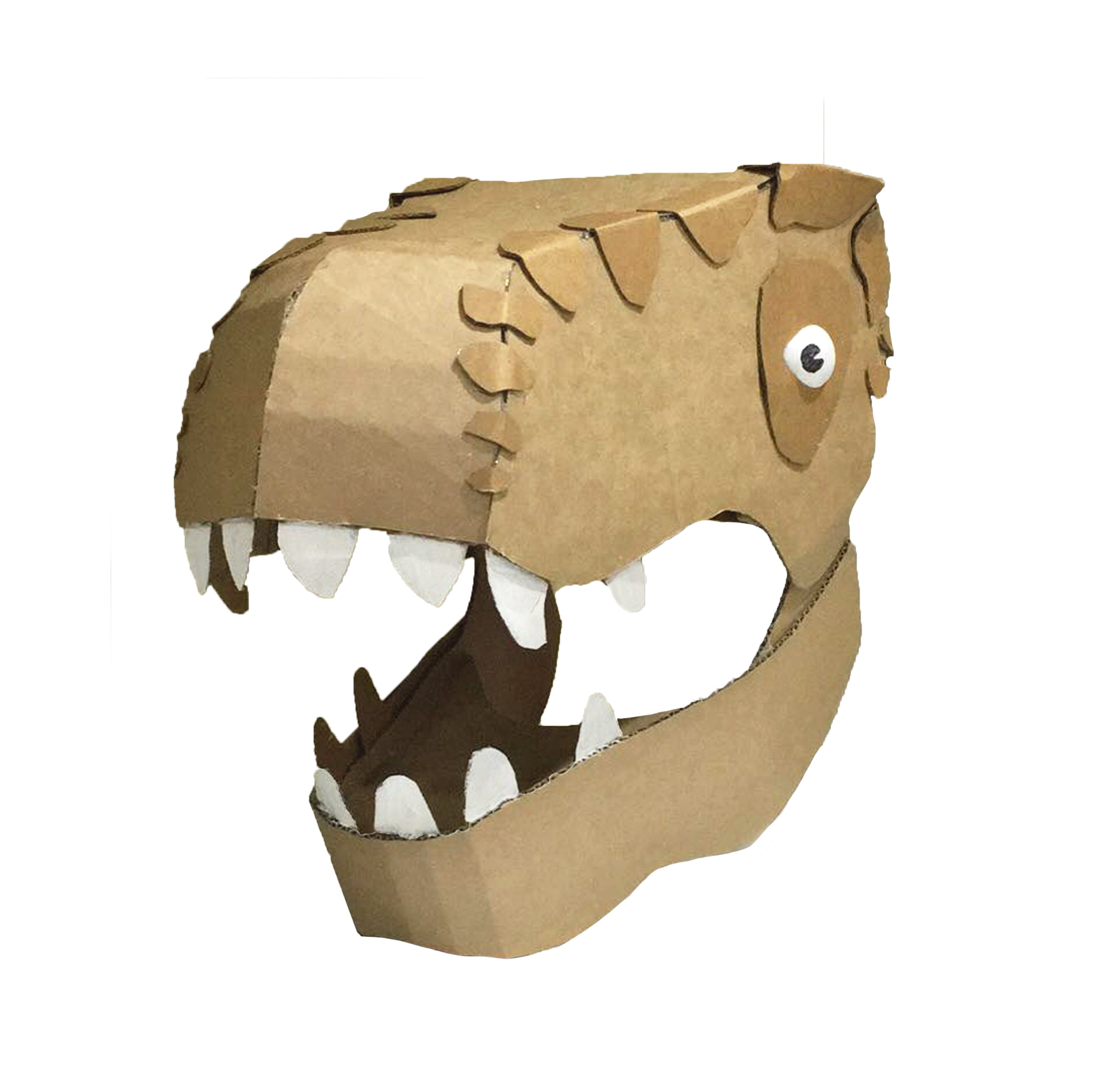DIY Cardboard dinosaur template on white background