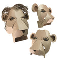 3 Lion headdress made from cardboard on a white background